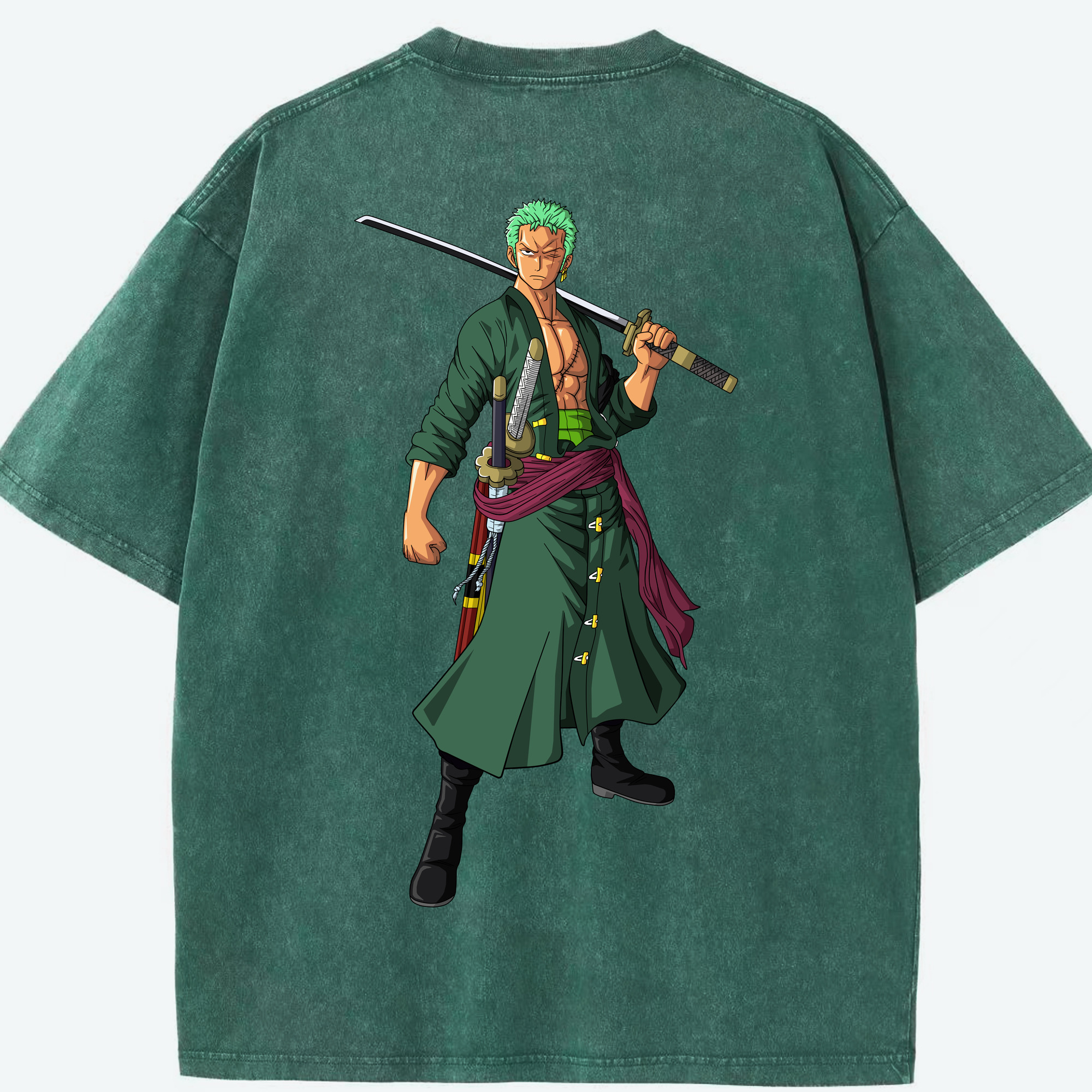 ワンピース ロロノア・ゾロ ONE PIECE Roronoa Zoro 綿100% ヴィンテージ風 半袖Tシャツ（背面プリント）